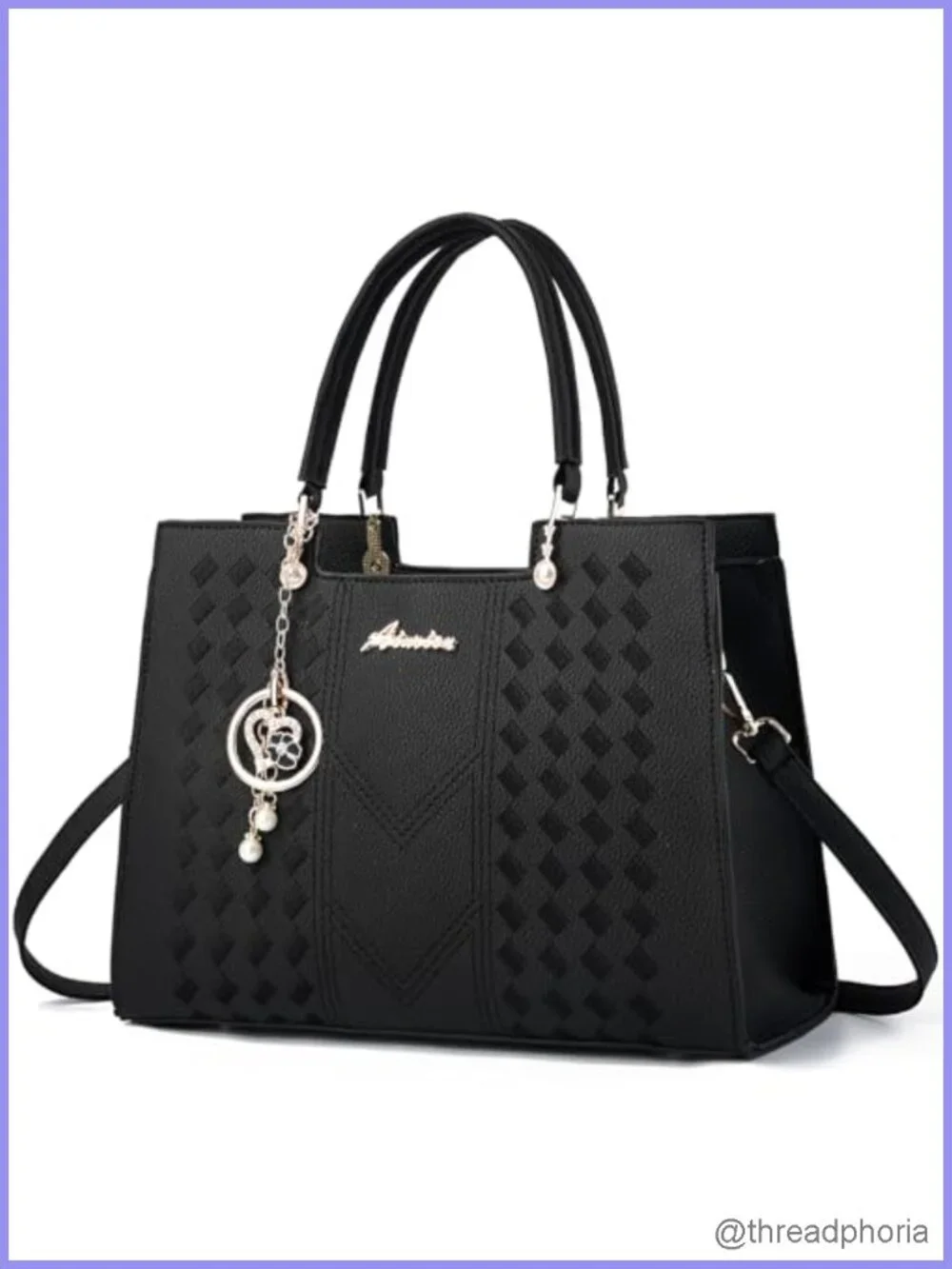 PU Leather Vegan Satchel Tote Crossbody Top Handle Bag with Zipper